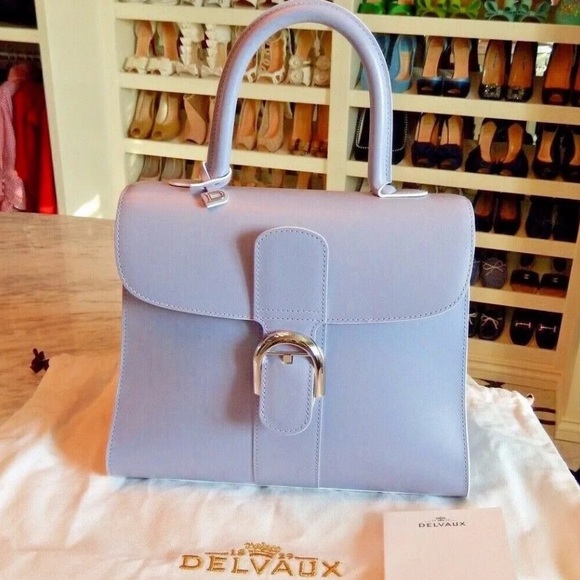 New $8,500 Delvaux Brilliant MM Box Calf Leather Rare Lilac Color Handbag - Picture 6 of 16